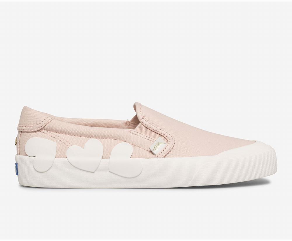 Women's Keds x kate spade new york Crew Kick Heart Applique Slip Ons Pink 2401859LW - South Africa